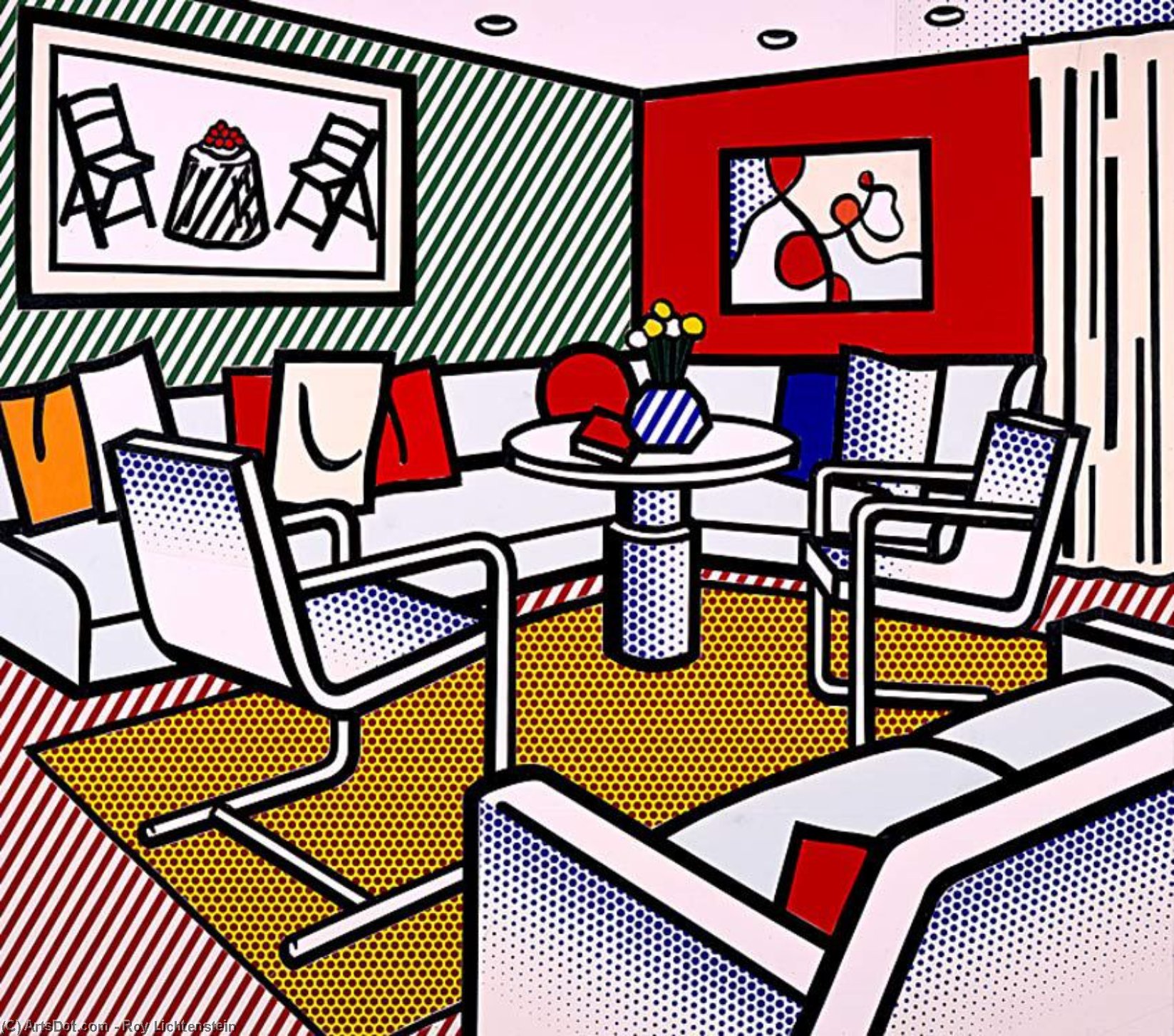 Innenraum Mit Roter Wand — Roy Lichtenstein