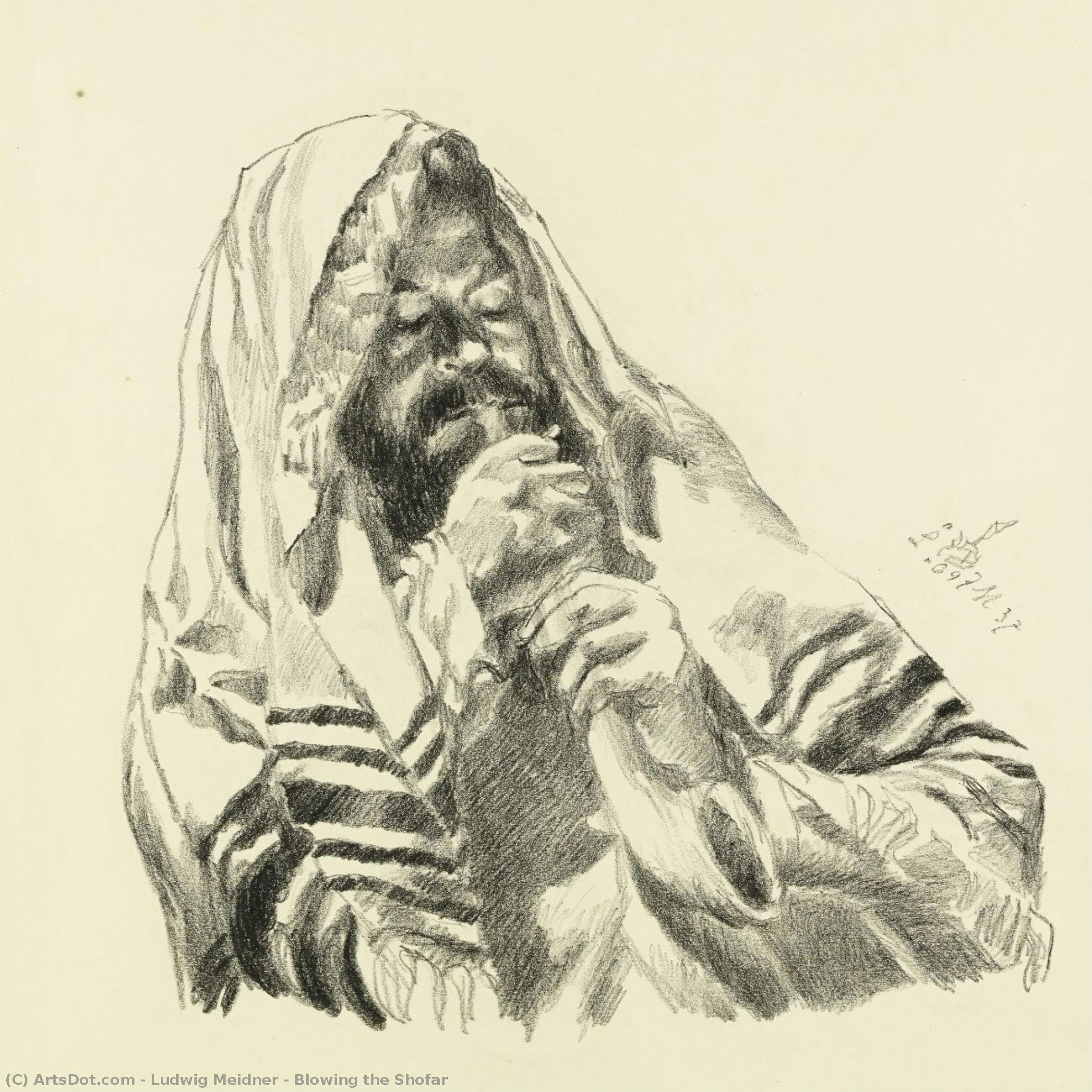 Blowing The Shofar — Ludwig Meidner