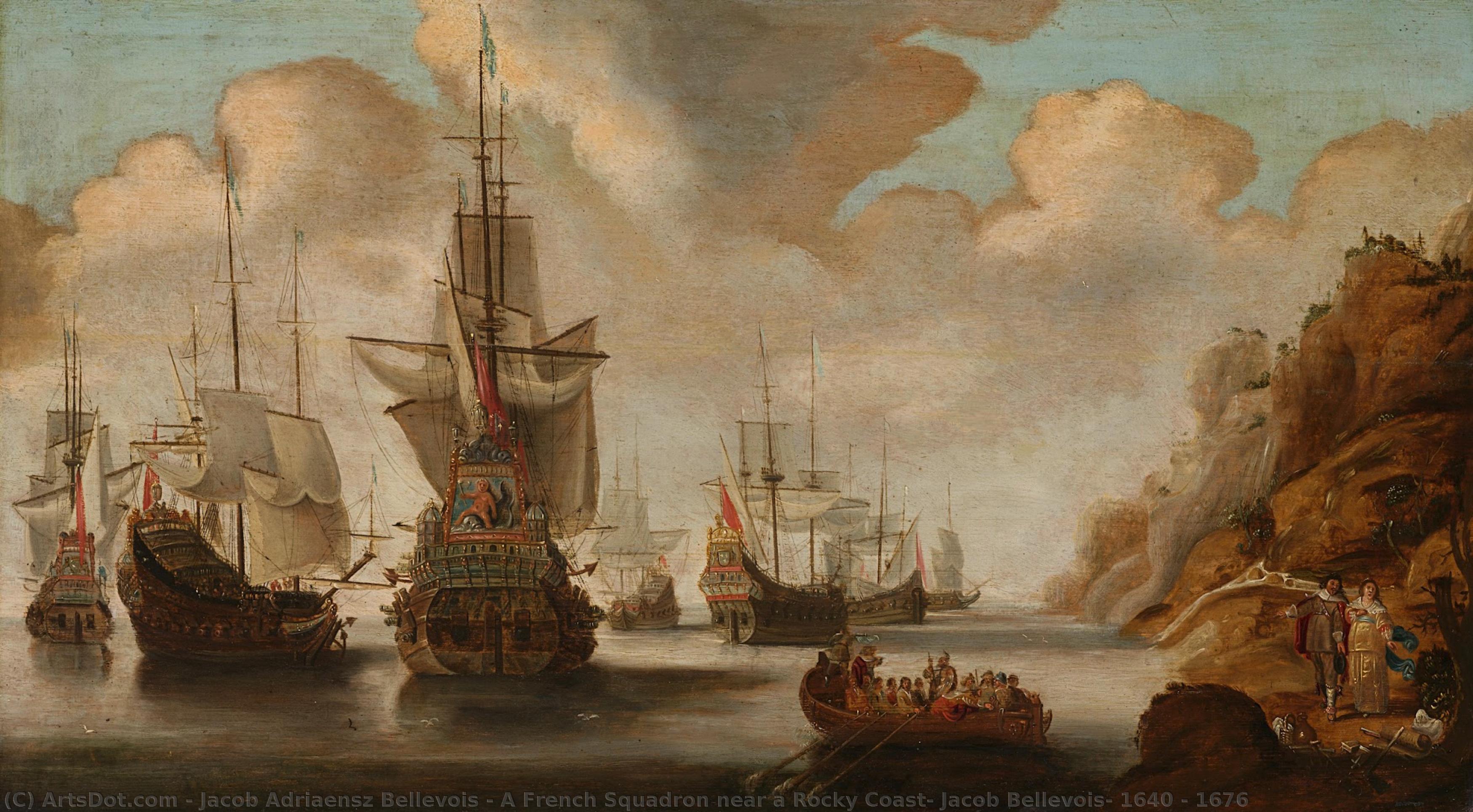 A French Squadron Near A Rocky Coast, Jacob Bellevois, 1640 - 1676 — Jacob Adriaensz Bellevois