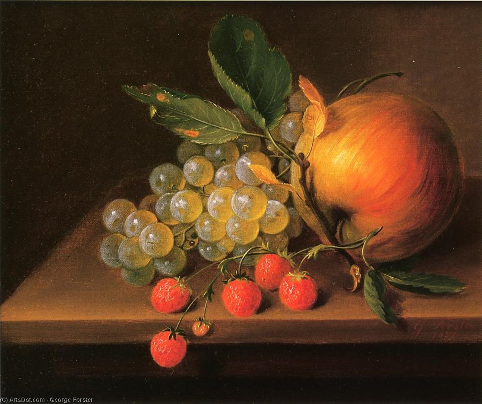 Still Life With Grapes, Apple And Strawberries — George Forster