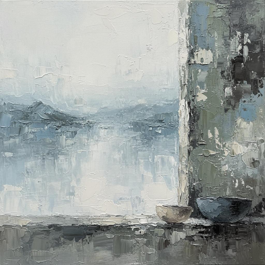 Monolithic Silence Over An Ethereal Shore In Sculptural Impasto Monochrome — Laurent Fabre