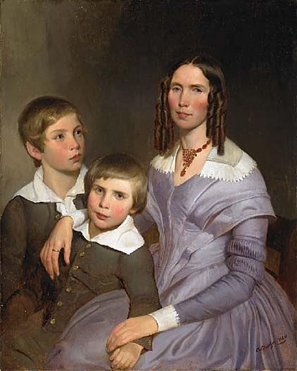 Portrait Of A Lady With Her Two Sons, (painting) — Emanuel Gottlieb Leutze