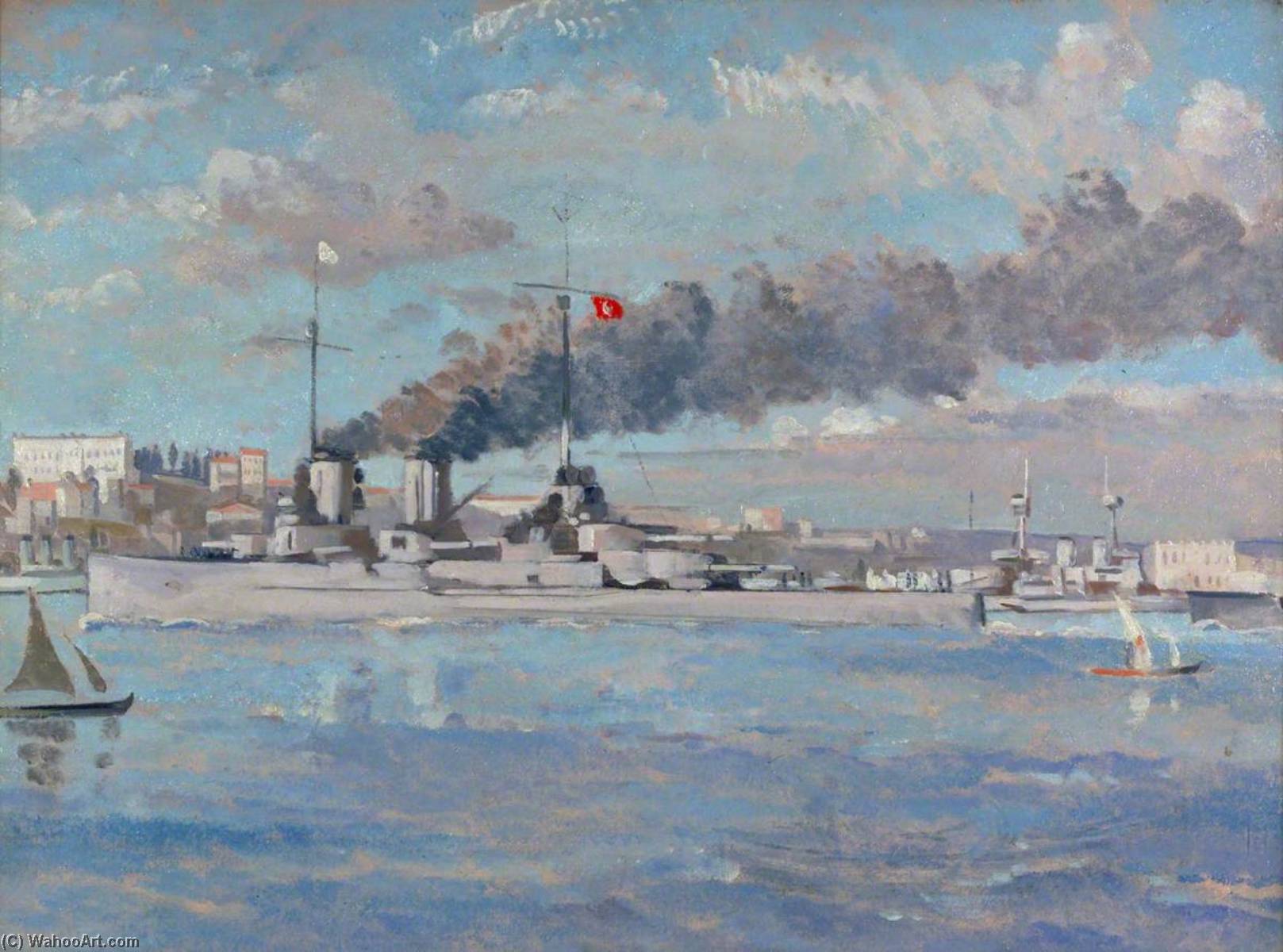 The Surrender Of The 'goeben' Passing The German Embassy, Constantinople, Flying The White Flag — Philip Connard
