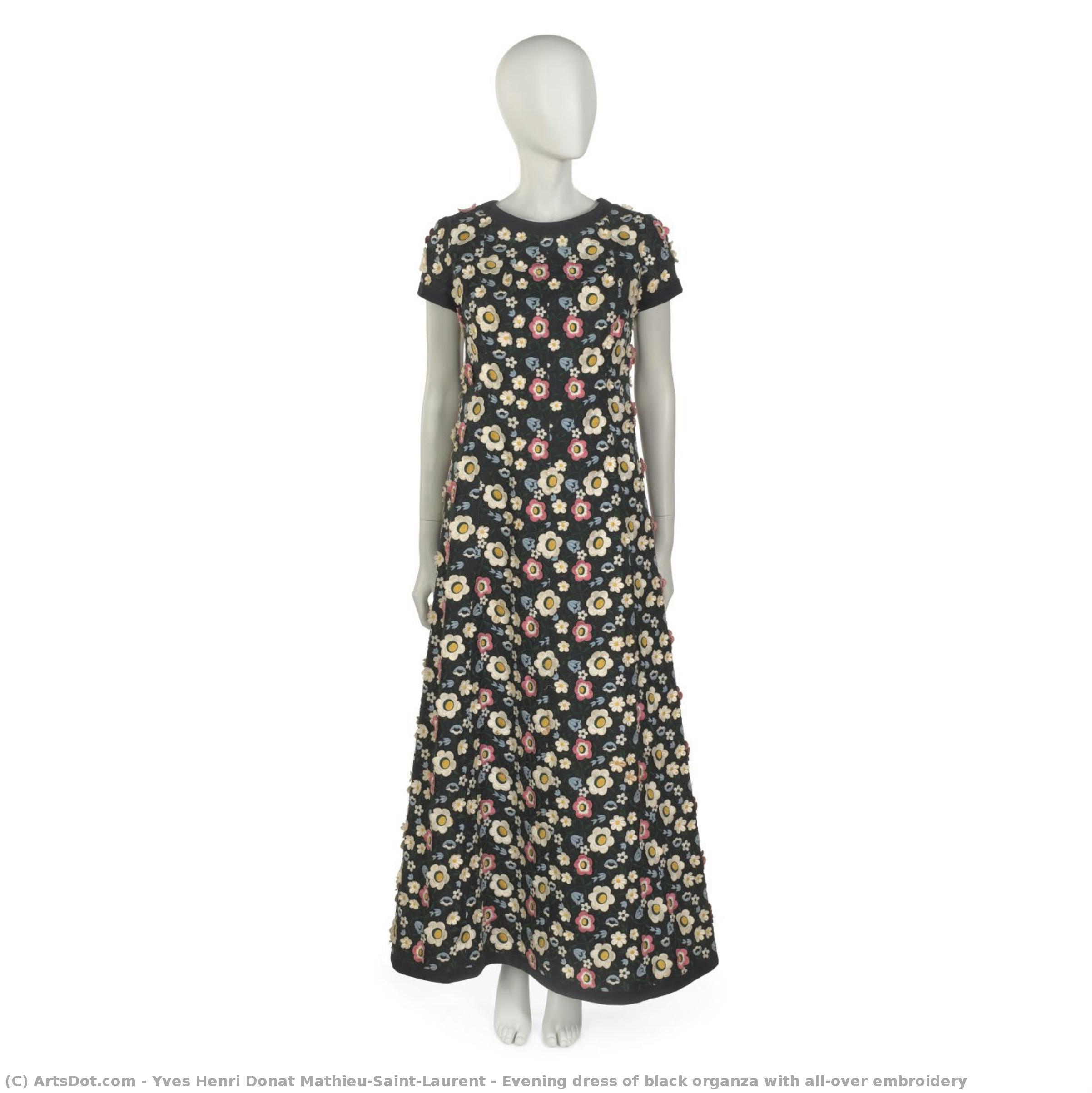 Evening Dress Of Black Organza With All-over Embroidery — Yves Saint Laurent