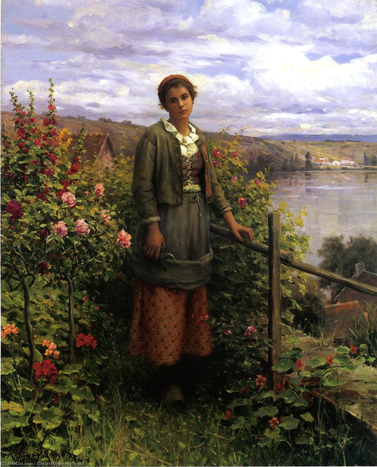 In Her Garden — Daniel Ridgway Knight