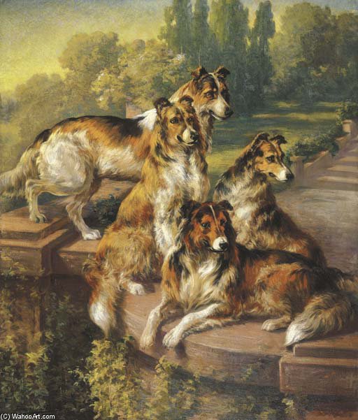 Collie Dogs In Formal Garden — Edmund Henry Osthaus