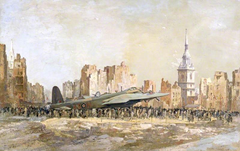Stirling Bomber, Bow Church, London — Charles Ernest Cundall