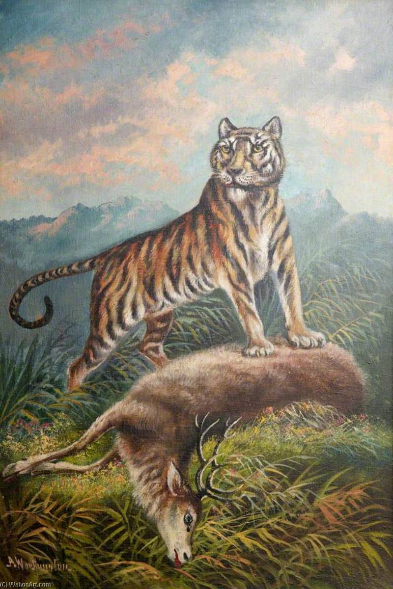 Tiger With A Dead Deer — Alfred Worthington