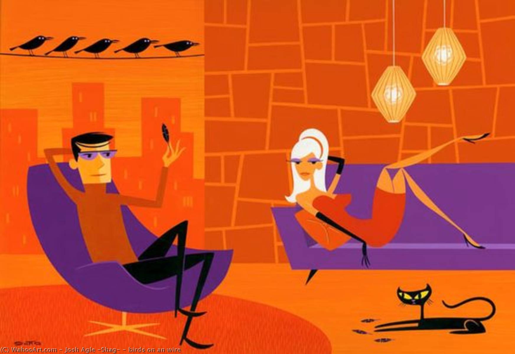 Birds On An Wire — Josh Agle (shag)