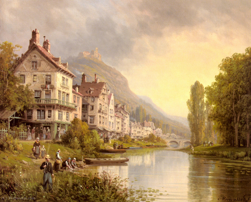 Au Bord De La Riviere — Charles Euphraisie Kuwasseg