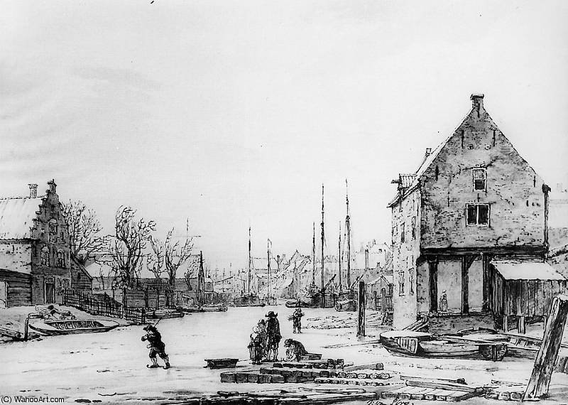 Winterview Spuihaven In Dordrecht Sun — Abraham Van Strij