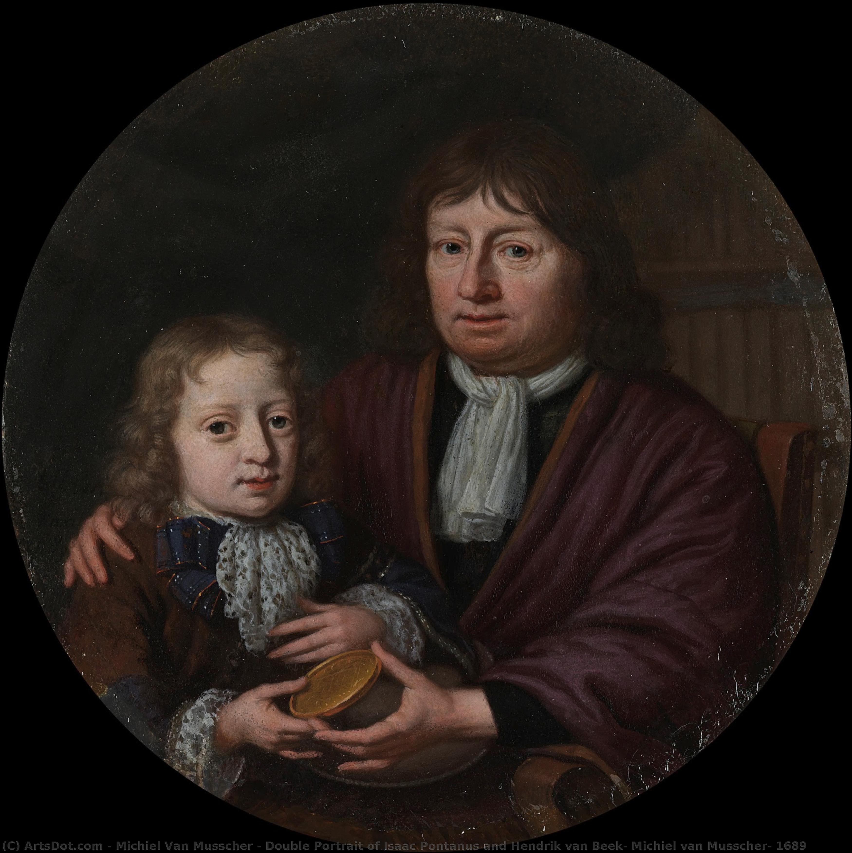 Double Portrait Of Isaac Pontanus And Hendrik Van Beek, Michiel Van Musscher, 1689 — Michiel Van Musscher