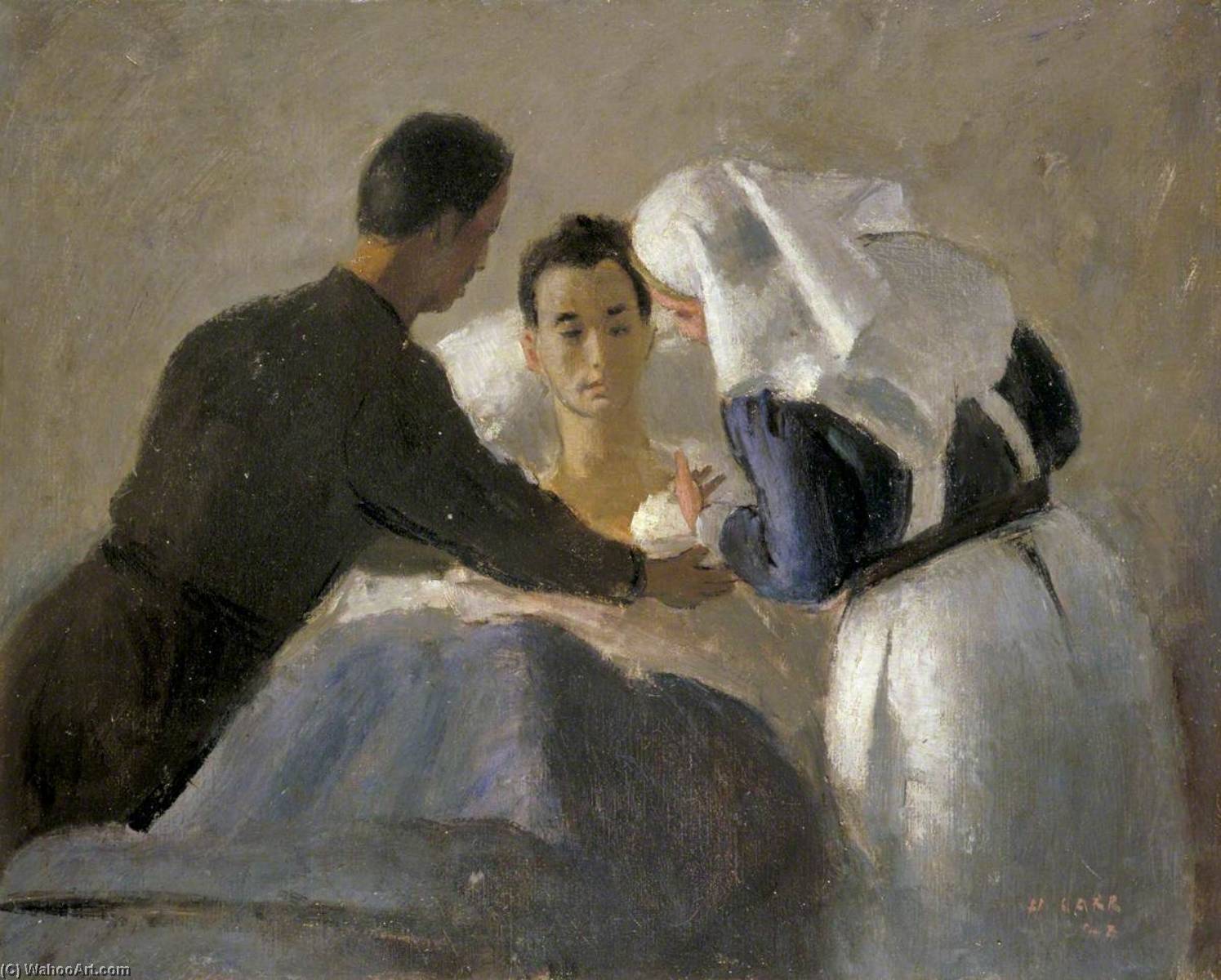 Nurse Giving An Injection Of Penicilin To A Wounded Man, 15th Canadian General Hospital — Henry Marvell Carr