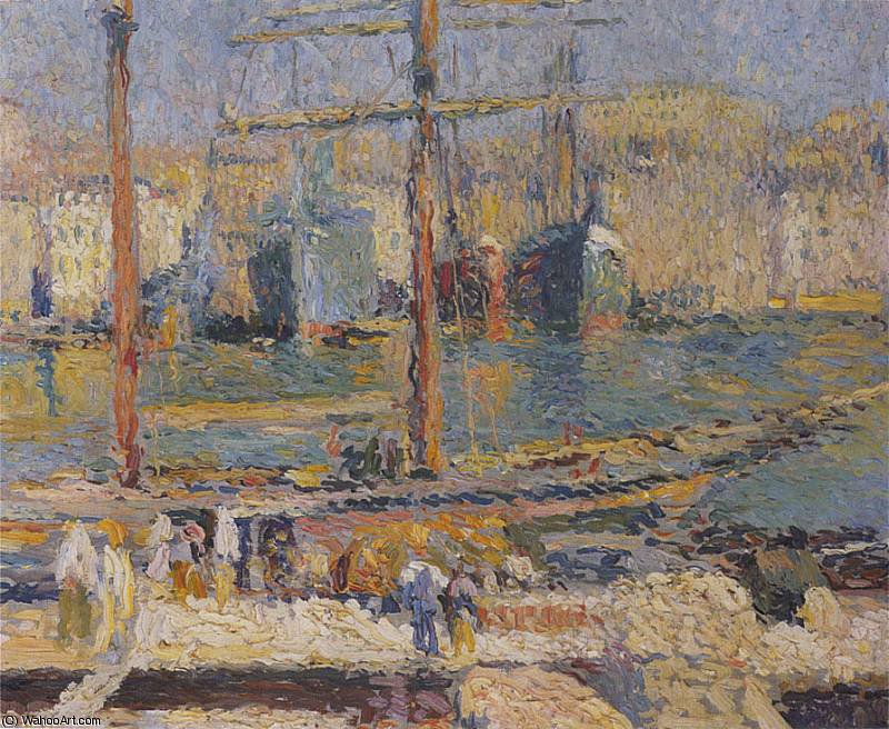 Bateaux Dans Port De Marseilles — Henri Jean Guillaume Martin