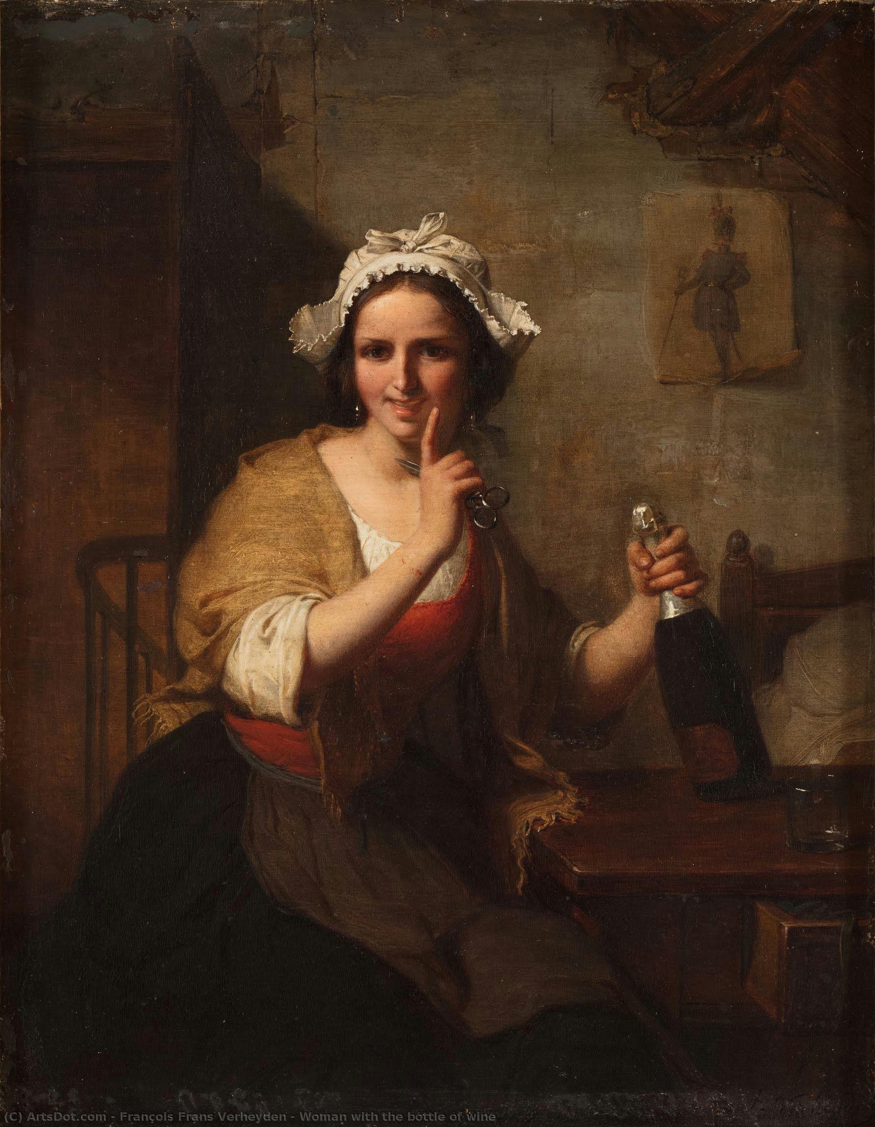 Woman With The Bottle Of Wine — François Frans Verheyden