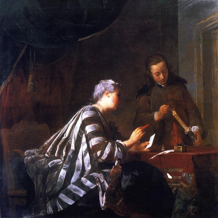 Mujer Sellando Una Carta — Jean-baptiste-siméon Chardin