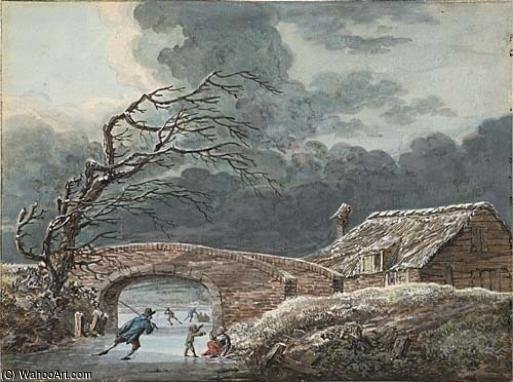 Winter Landscape With Skaters On A Frozen Canal — Vincent I Laurensz Van Der Vinne