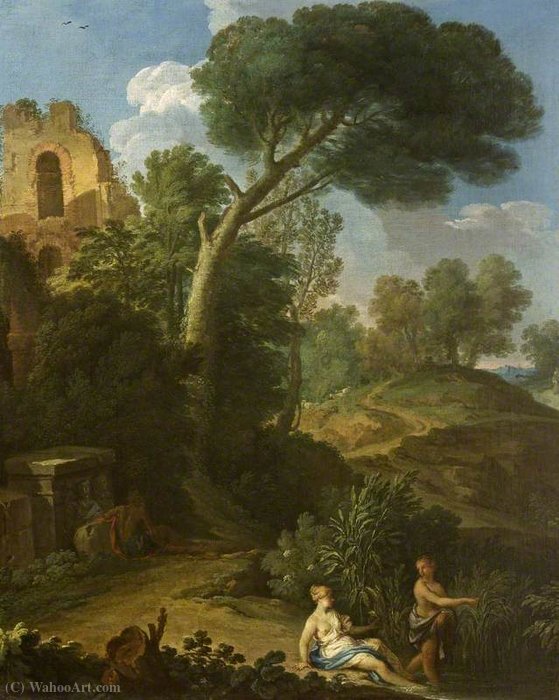Landscape With A Ruin And Two Figures On A Road — Andrea Locatelli