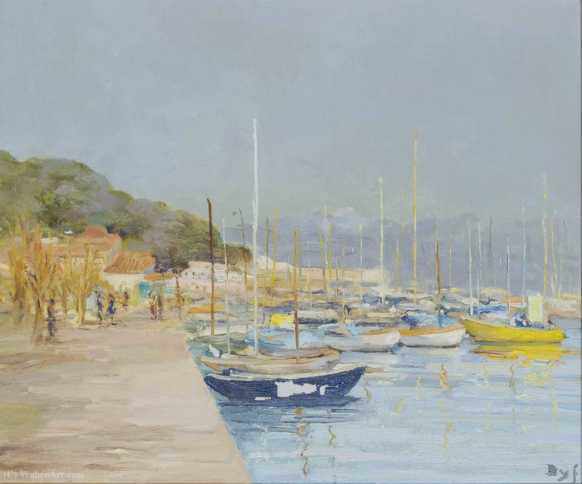 Sailing Boats In Provence At The Gulf Of Juan, (1973) — Marcel Dyf