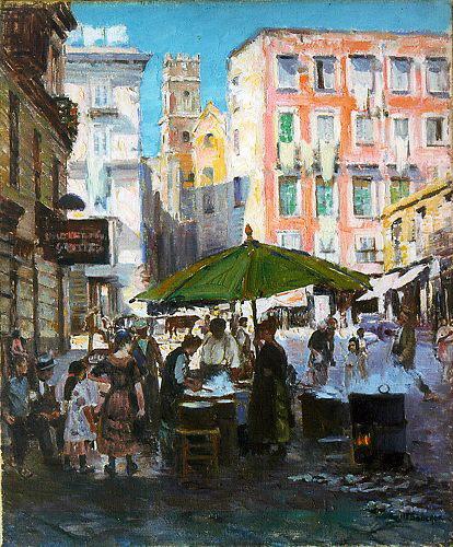 Cuisine En Plein Vent À Naples (titre Inscrit) — Joseph-félix Bouchor