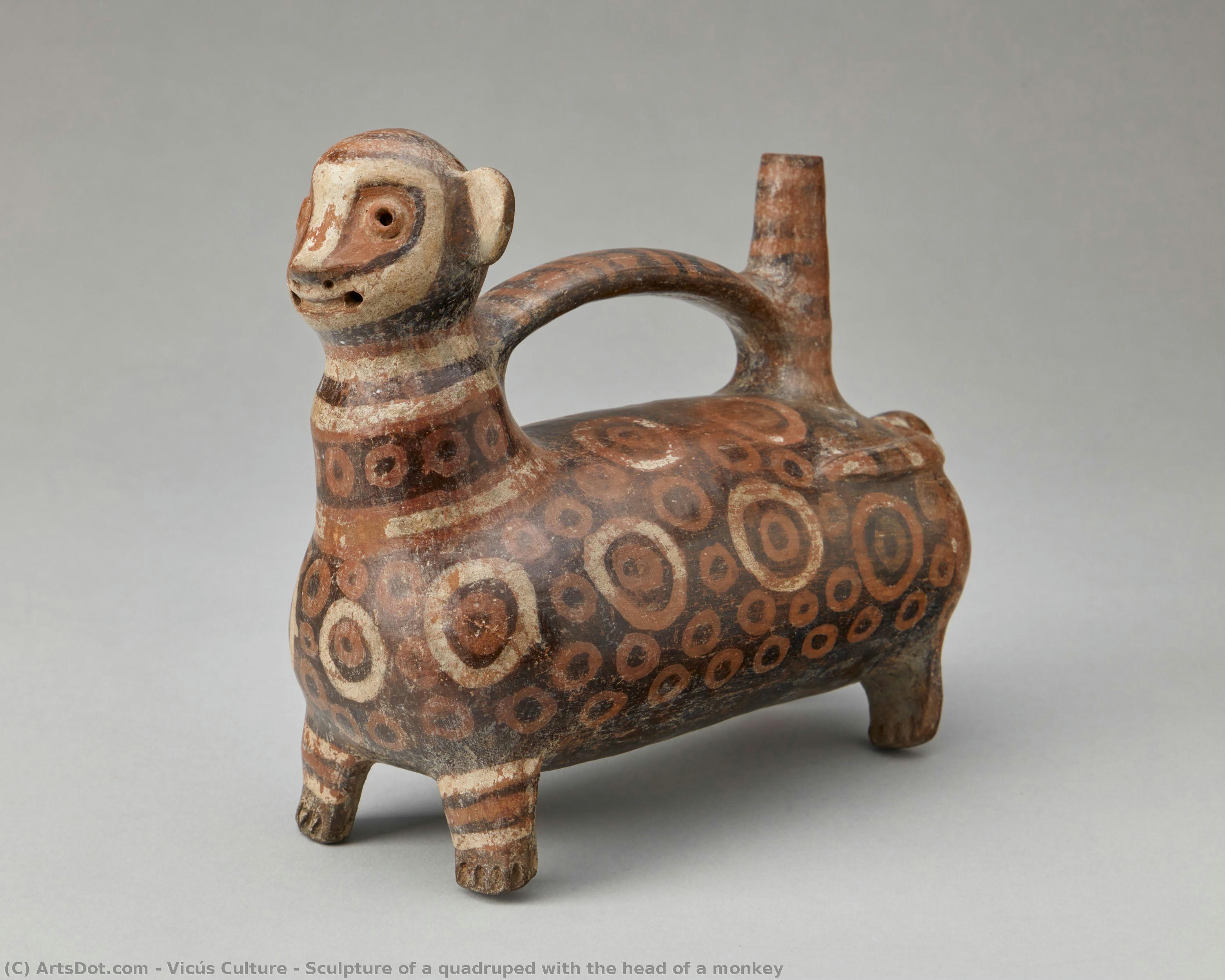 Sculpture Of A Quadruped With The Head Of A Monkey — Vicús Culture