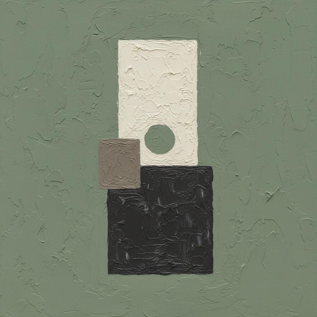 Monolithic Silence: A Sculptural Study In Sage And Earthbound Geometric Forms — Laurent Fabre