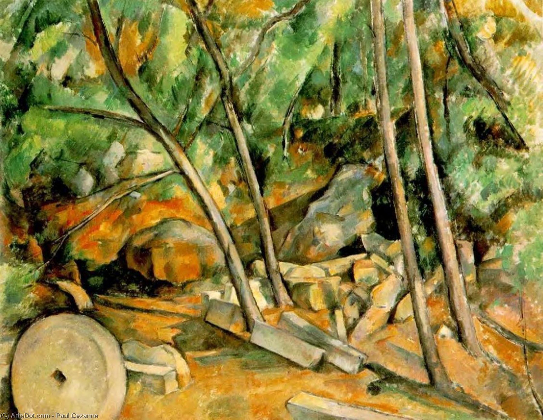 Woods With Millstone — Поль Сезанн