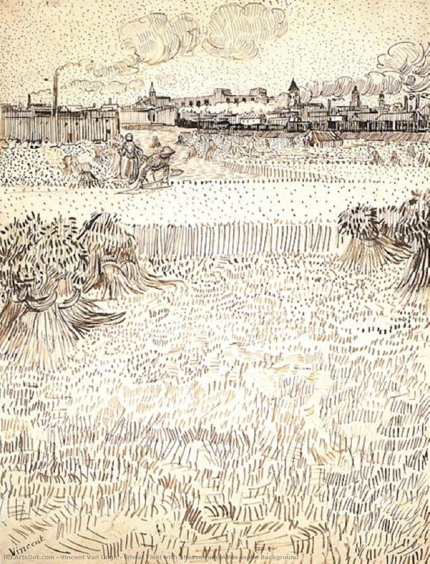 Campo De Trigo Con Haces Y Fondo De Arlés — Vincent Willem Van Gogh
