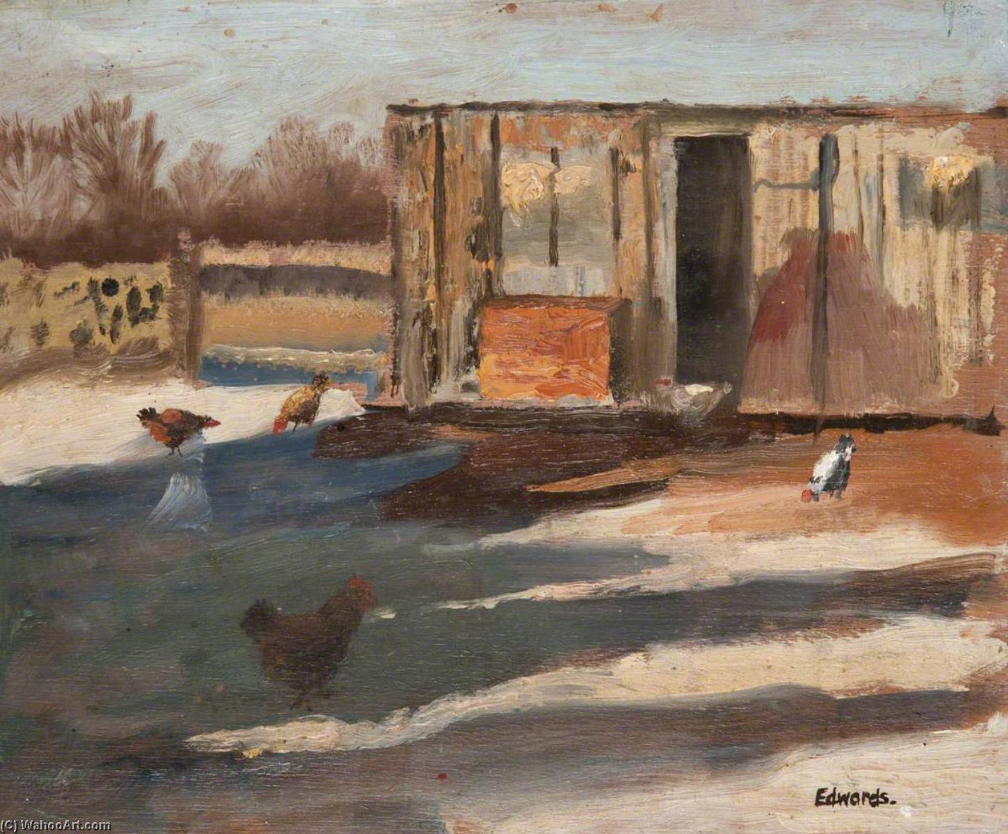 Hens (recto) — Joseph Byres Edwards