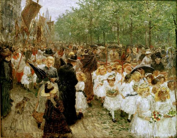 Kinderprozession Im Regen (fronleichnamsprozession In Dresden) — Fritz Von Uhde