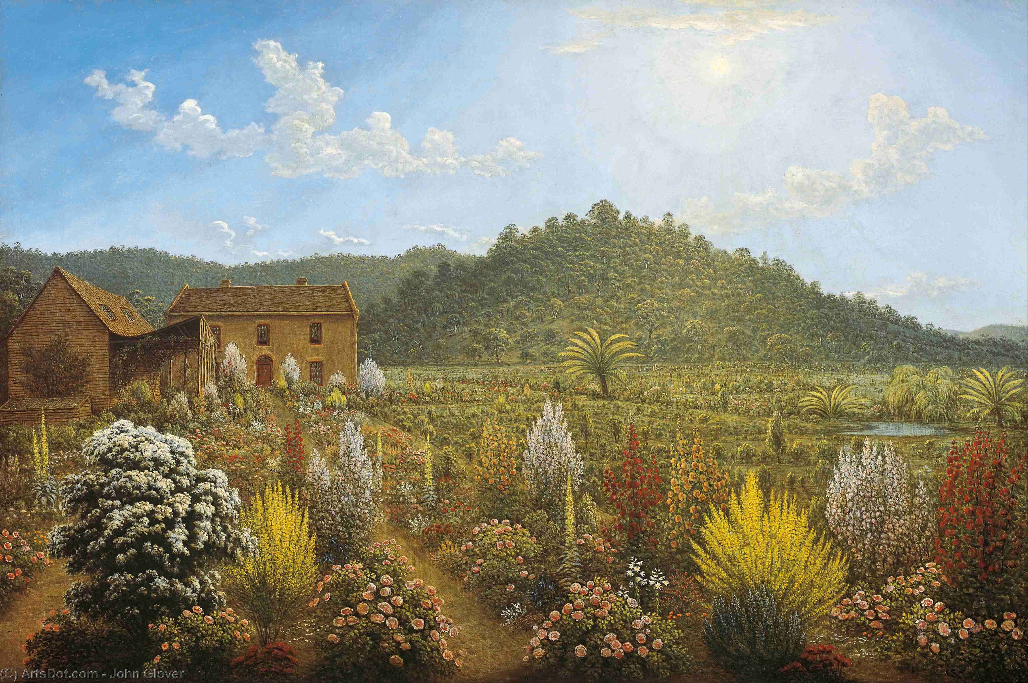 A View Of The Artist's House And Garden, In Mills Plains, Van Diemen's Land — John Glover
