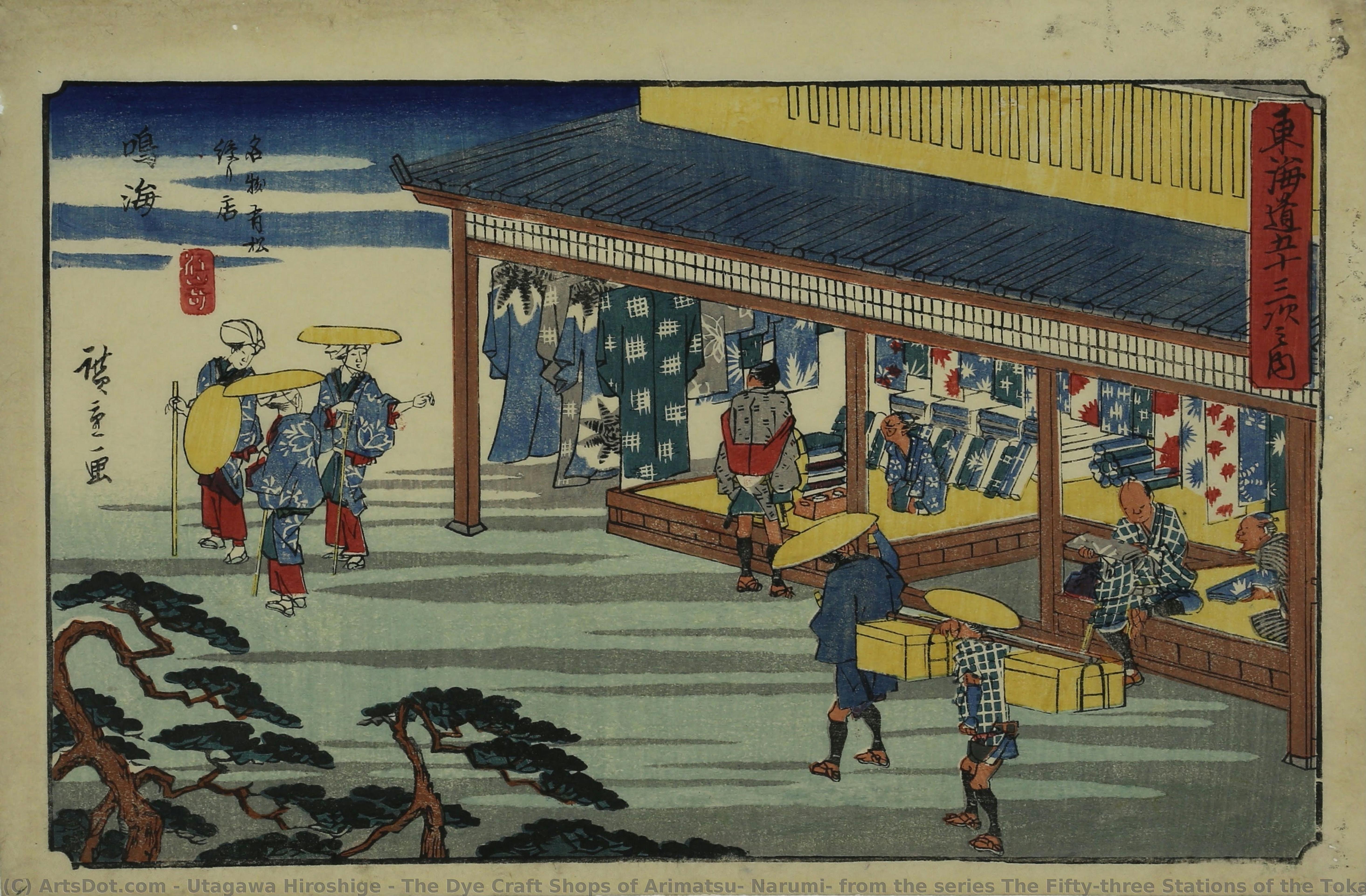 The Dye Craft Shops Of Arimatsu, Narumi, From The Series The Fifty-three Stations Of The Tokaido (gyosho Edition) — Utagawa Hirošige