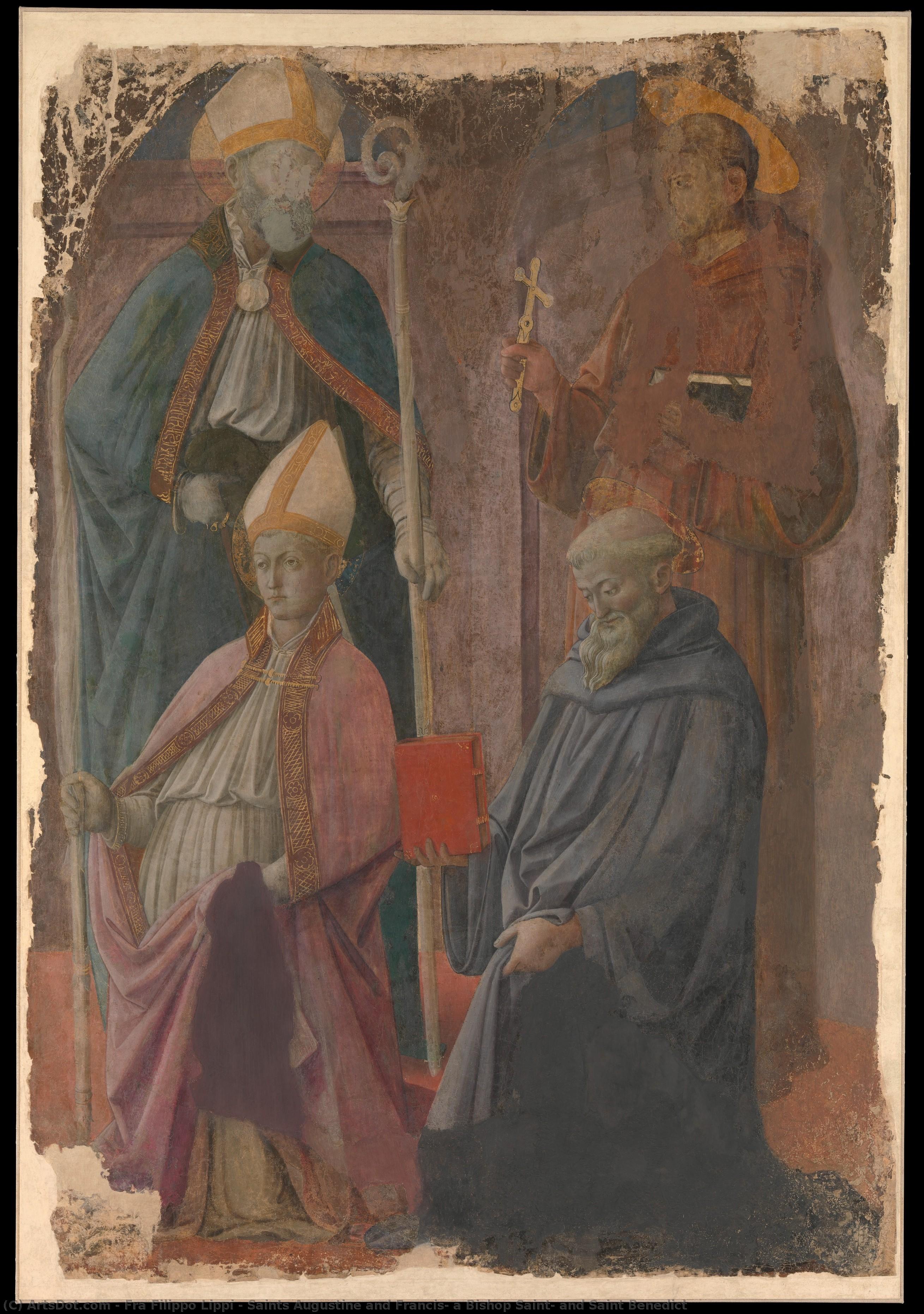 Saints Augustine And Francis, A Bishop Saint, And Saint Benedict — Filippo Di Tommaso Lippi