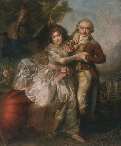 Portrait De Mr. Jean Baptiste De Mareilhac Et De Son Épouse Née Emilie Bonneau De La Cure À L'impromptu — Lonsing François Louis