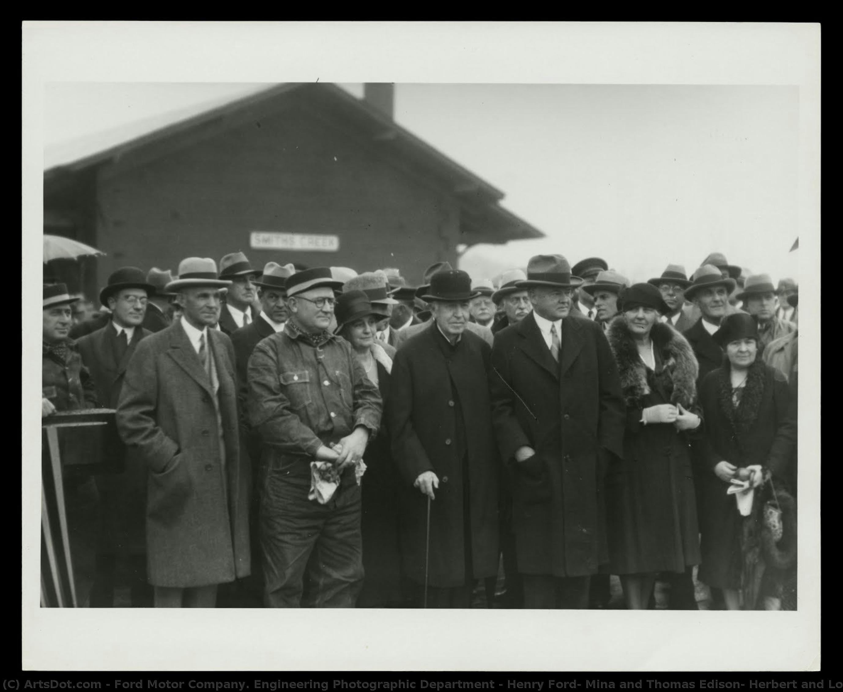 Henry Ford, Mina And Thomas Edison, Herbert And Lou Hoover, Clara Ford, And Others At Smiths Creek Depot, October 21, 1929 — Ford Motor Company. Engineering Photographic Department