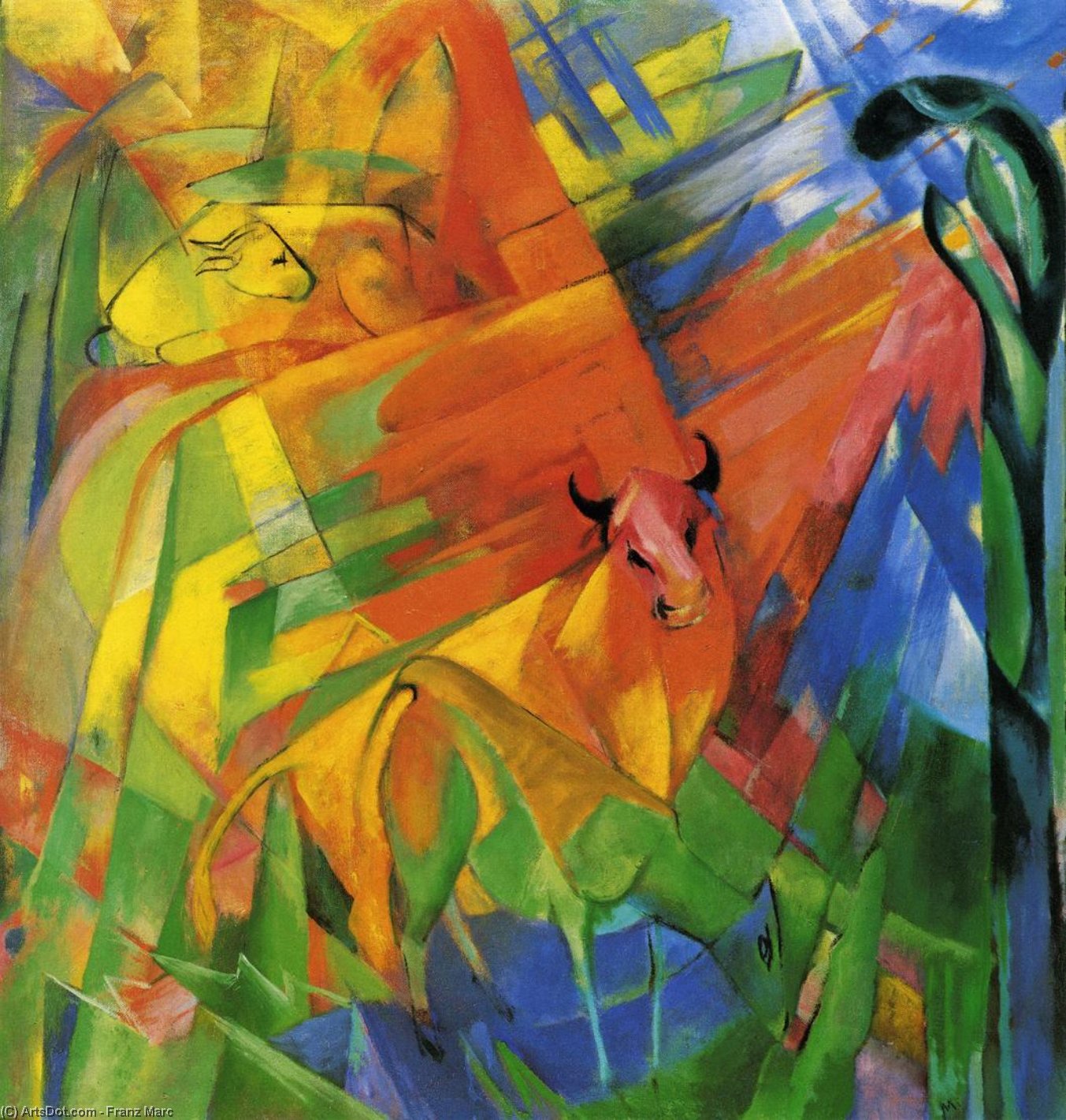 Animals In Landscape (aka Painting With Bulls) — Franz Marc