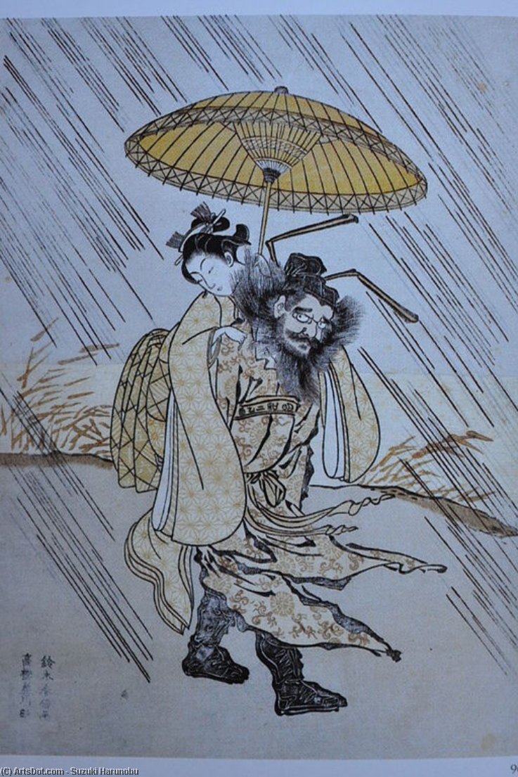 Shoki Carrying A Young Woman On His Back — Suzuki Harunobu