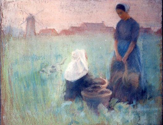 Two Women In A Field, (painting) — Katherine Beatrice Mcnaughton Mowry