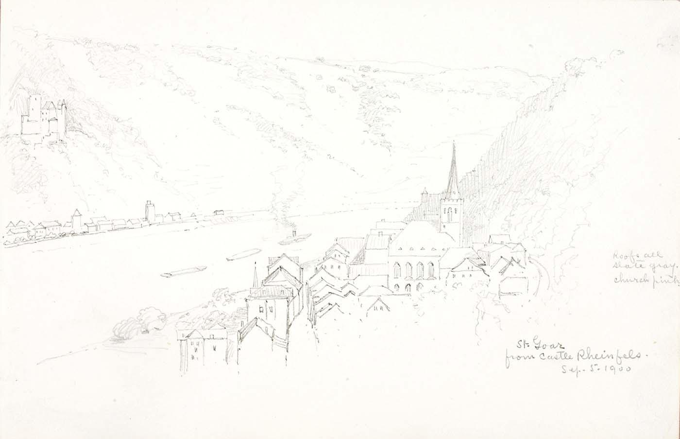 St. Goar From Castle Rheinfels — George Elbert Burr