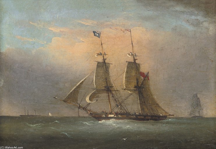 A Packet In The Channel (illustrated); And A Royal Naval Two-decker Running Inshore — Nicholas Matthew Condy