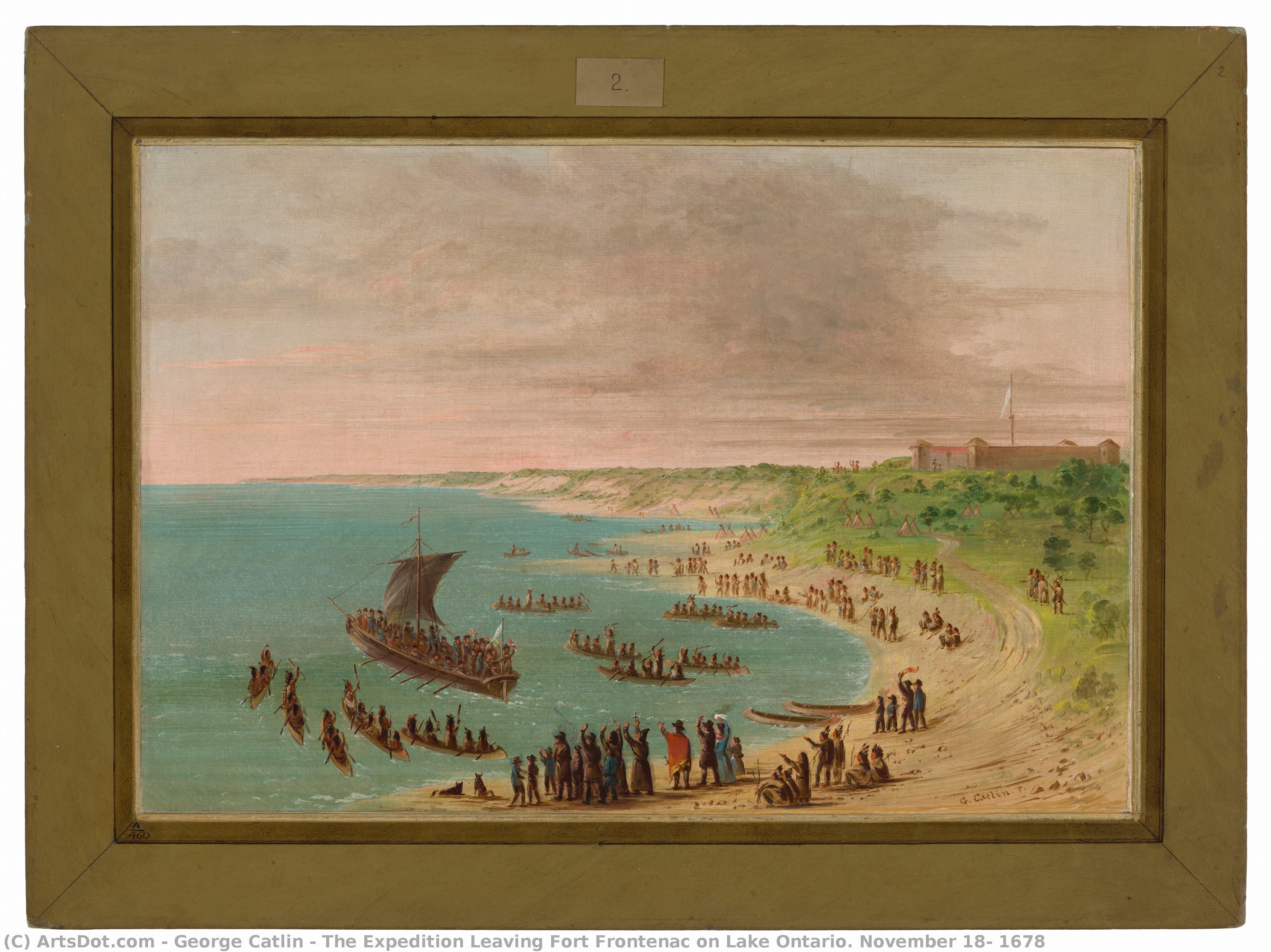 The Expedition Leaving Fort Frontenac On Lake Ontario. November 18, 1678 — George Catlin