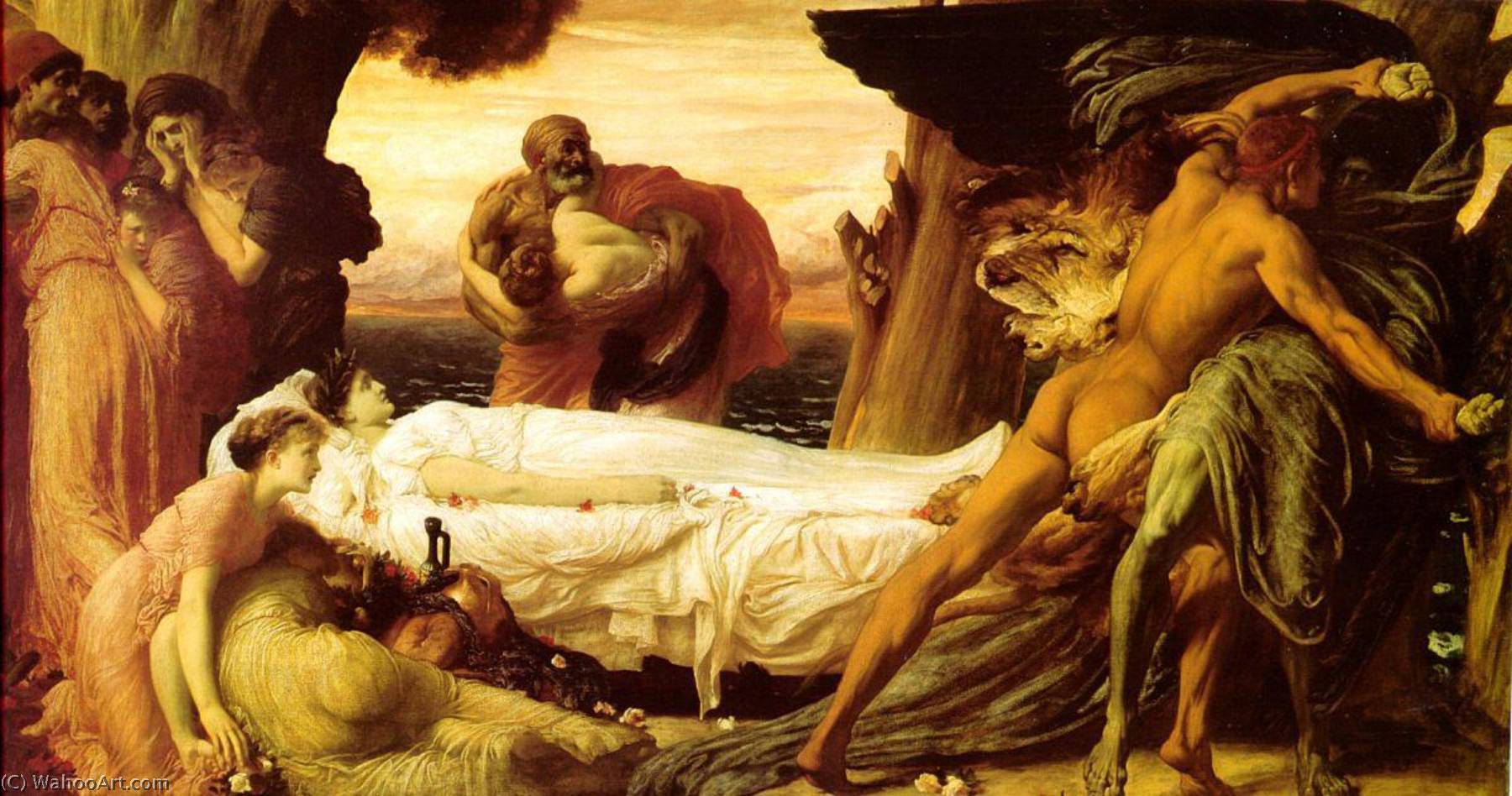 English Hercules Fighting Death To Save Alcestis — Sir Frederic Lord Leighton