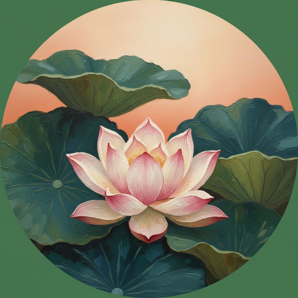 Ätherische Strahlkraft Des Blühenden Lotus In Einer Friedvollen Pfirsichfarbenen Morgendämmerung — Laurent Fontaine