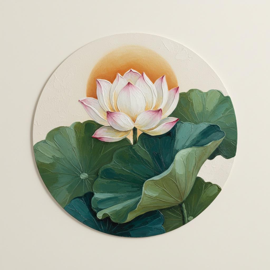 Ethereal Radiance Of The Lone Lotus Amidst Verdant Golden Dawn Serenity — Laurent Fontaine