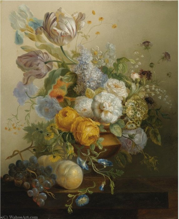 Still Life Of Flowers And Fruit — Jan Frans Eliaerts