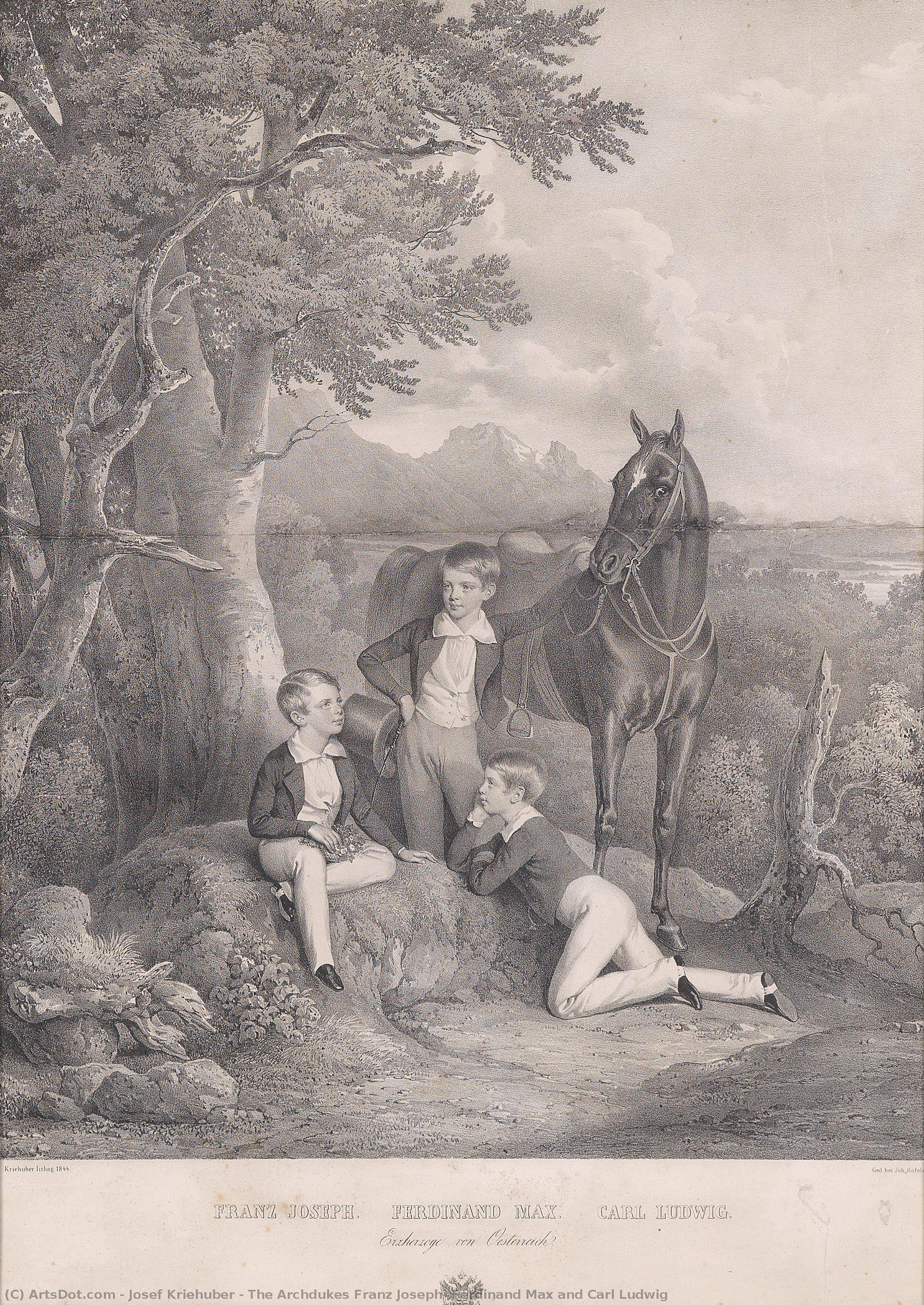 The Archdukes Franz Joseph, Ferdinand Max And Carl Ludwig — Josef Kriehuber