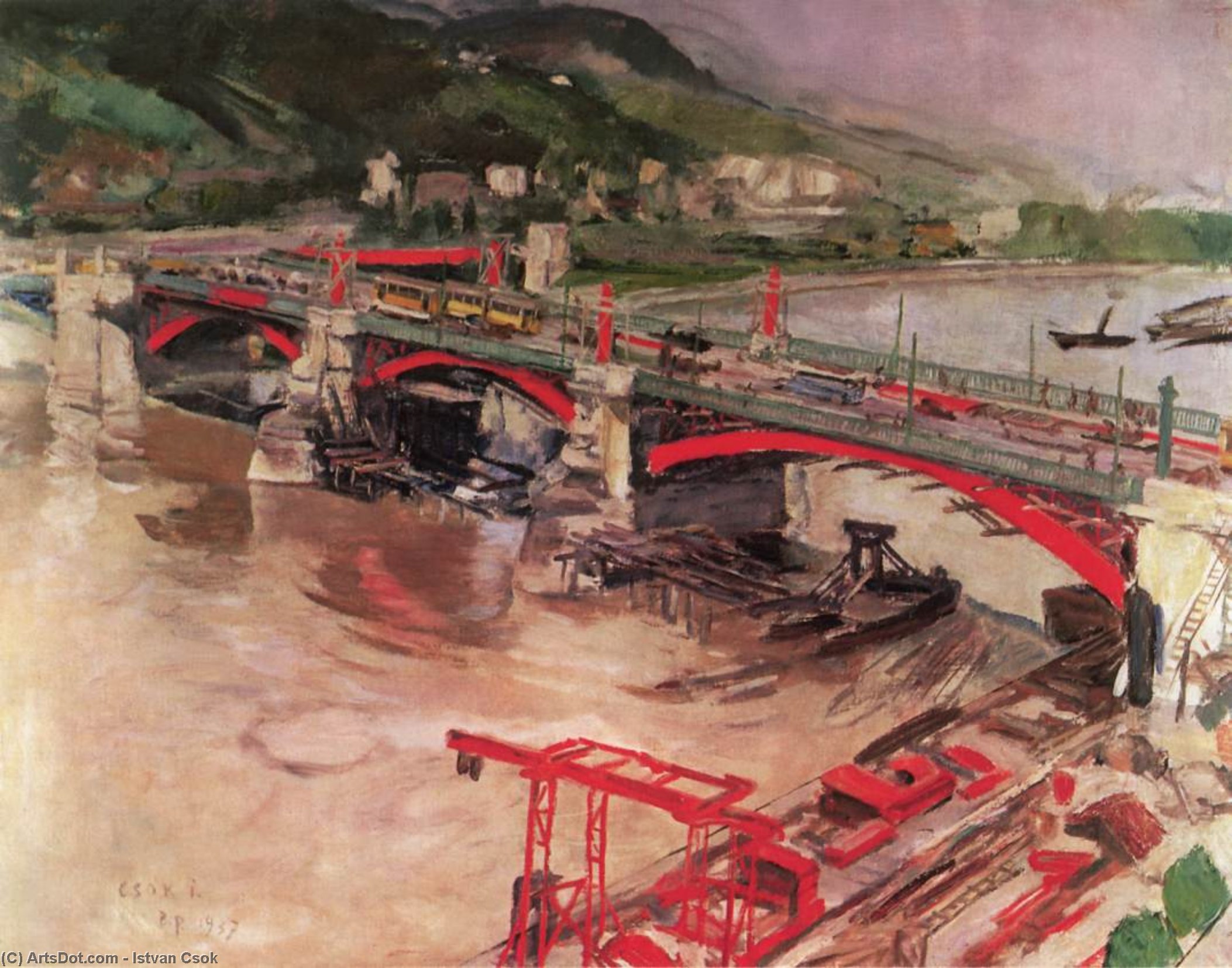 Rebuilding Margaret Bridge — István Csók