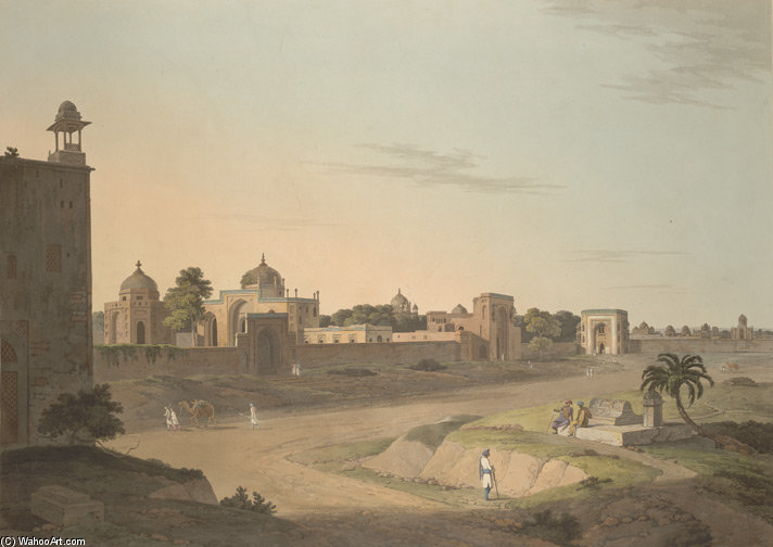 Afsarwala Tomb And Mosque, Near Humayun's Tomb — Thomas And William Daniell