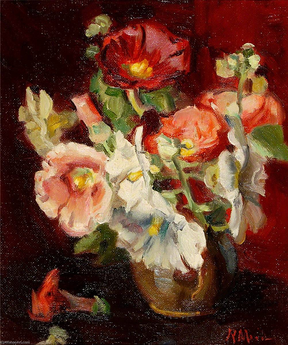 Hollyhocks In A Brown Jug — Rose Mead