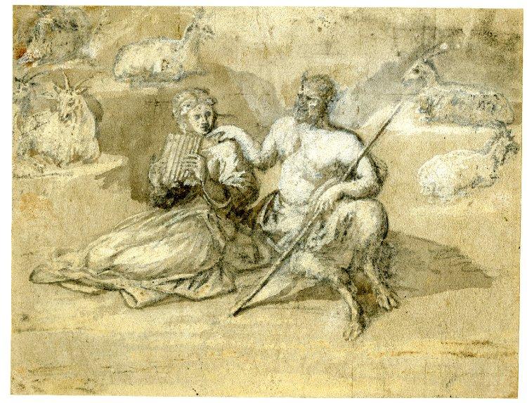 Drawing Of A Satyr, A Girl And Goats — Claude Lorrain (claude Gellée)
